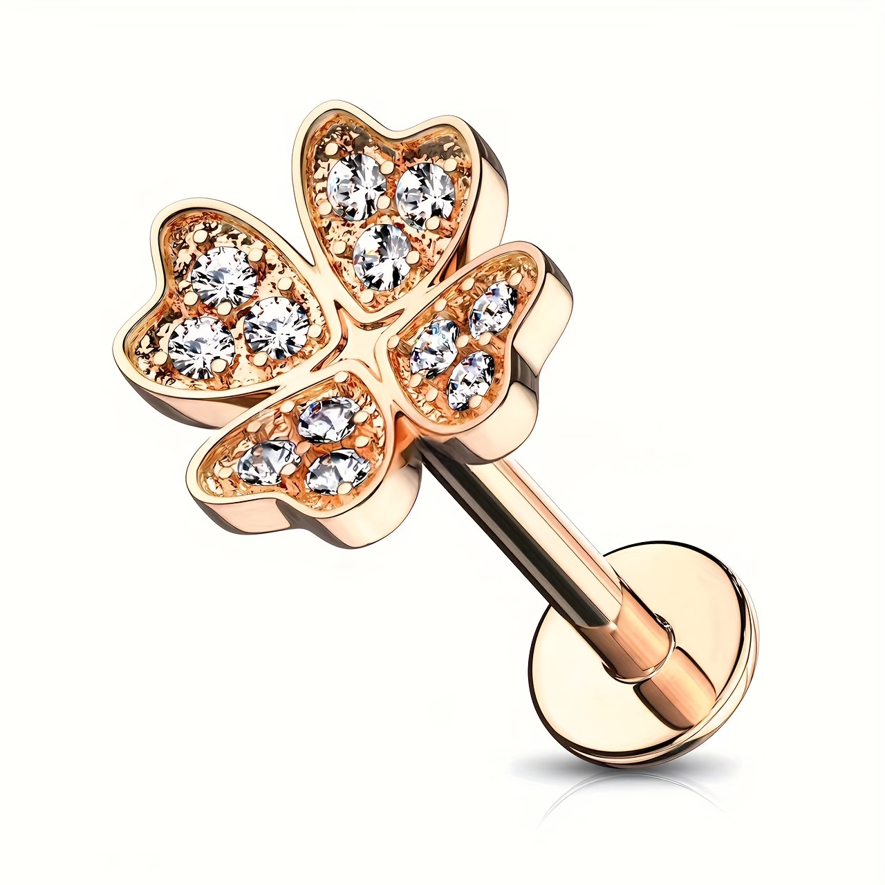 Lucky Clover Earrings Micro CZ Paved Shamrock Top